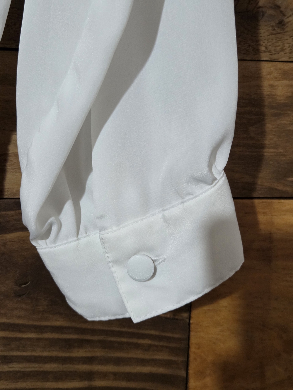 VTG Eva Laurel White Blouson Blouse Smocked Waist Button Front Long Sleeve Sz 16 - Picture 4 of 8